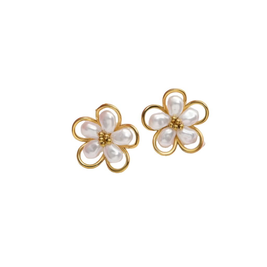Aretes Flor Perlas