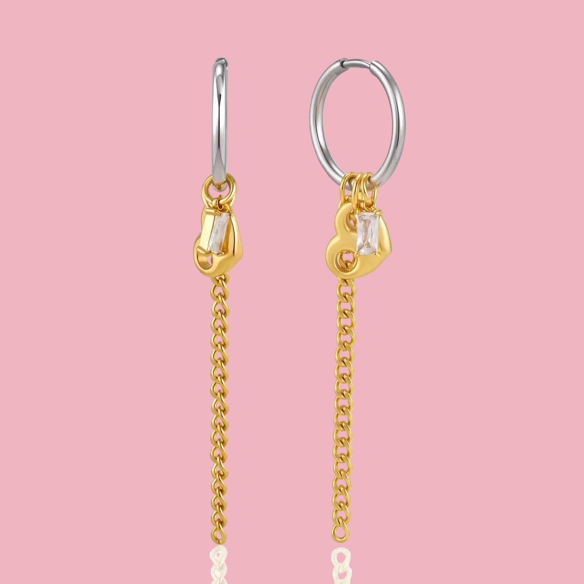 Aretes Heart Chain