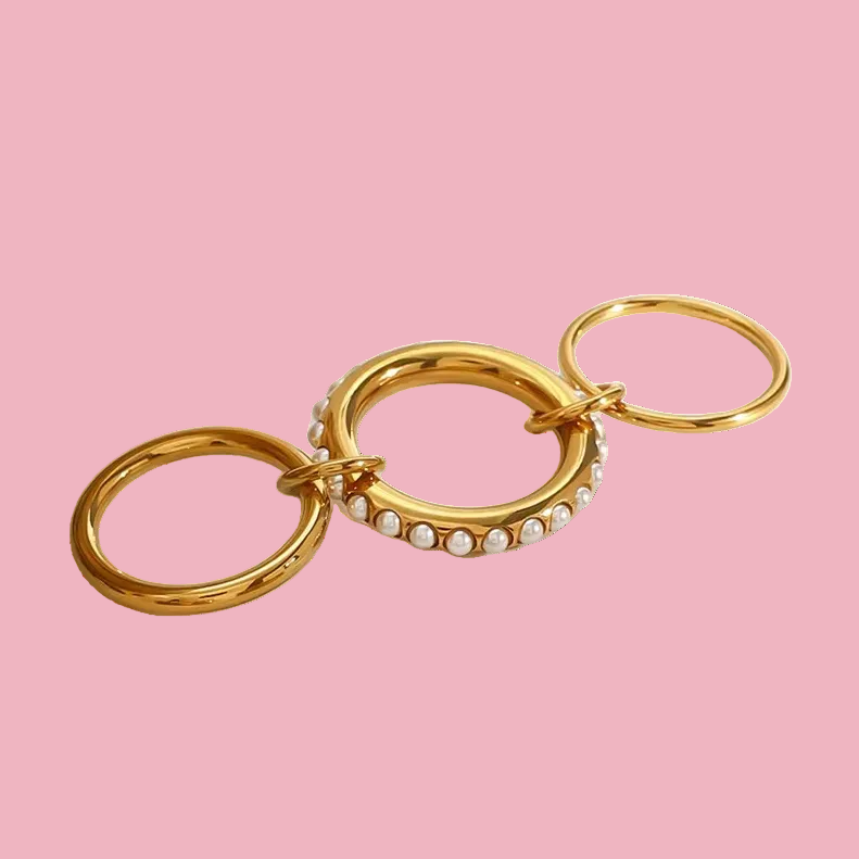 Anillo Triple Perlas