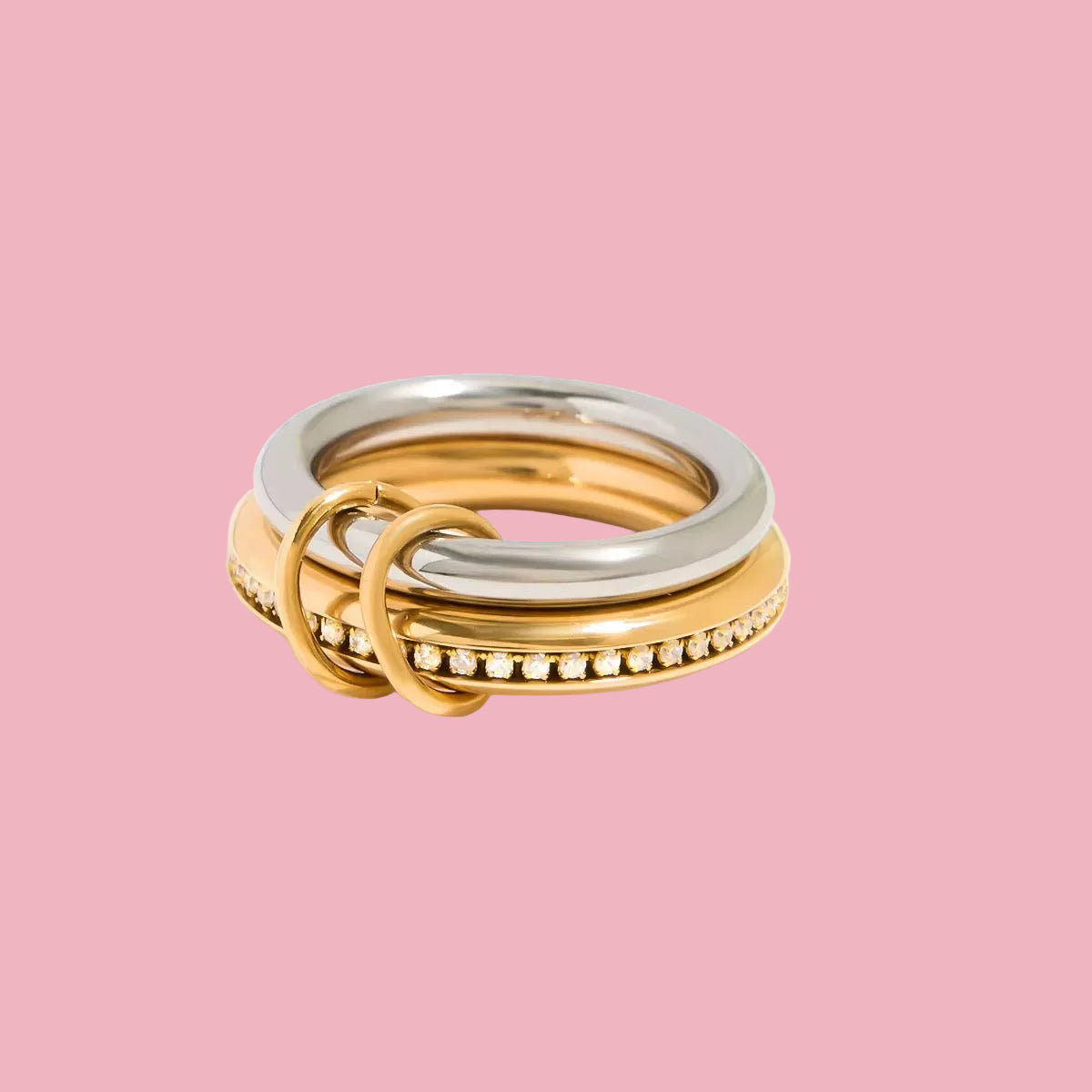 Anillo Doble Zirconia Bicolor