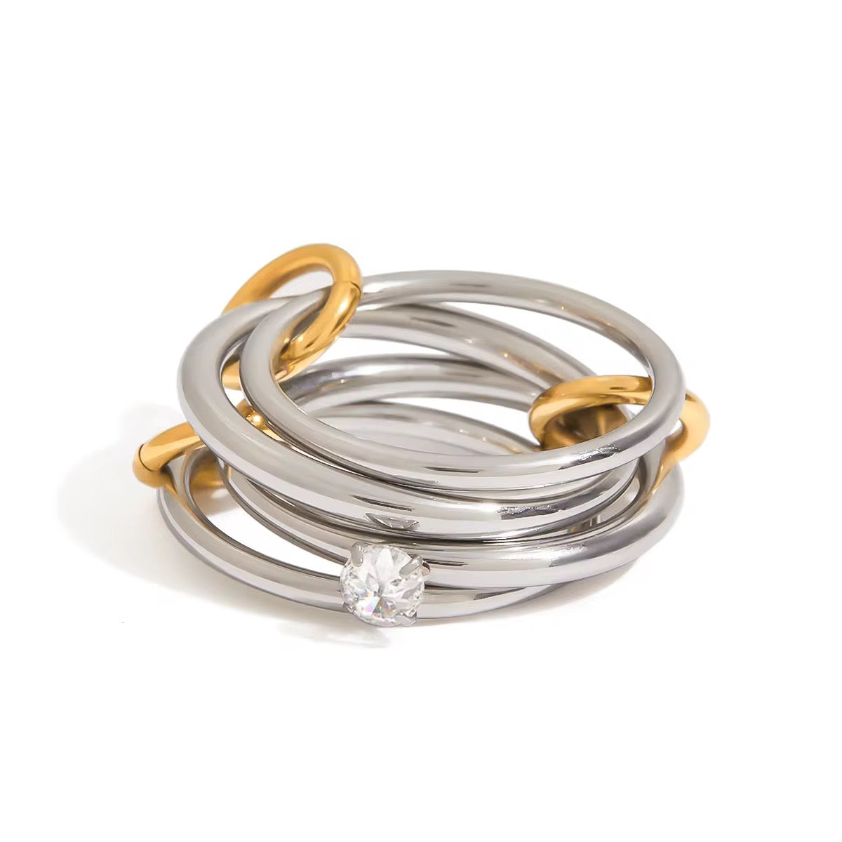 Anillo Cuatro Bicolor Piedrita