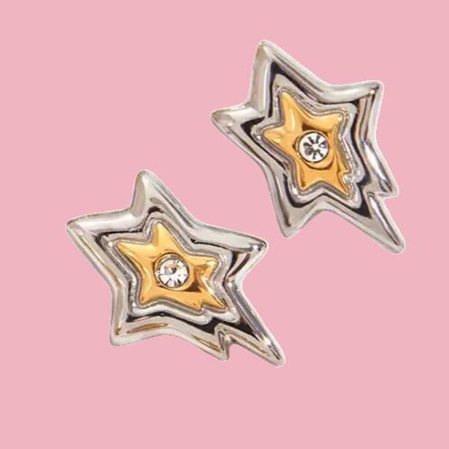 Aretes de Estrella Bicolor Derretidos