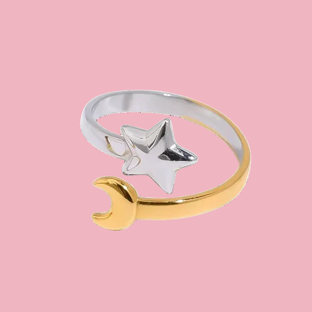 Anillo Luna Estrella Bicolor