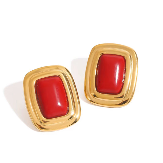 Aretes Vintage con Piedra Ovalada