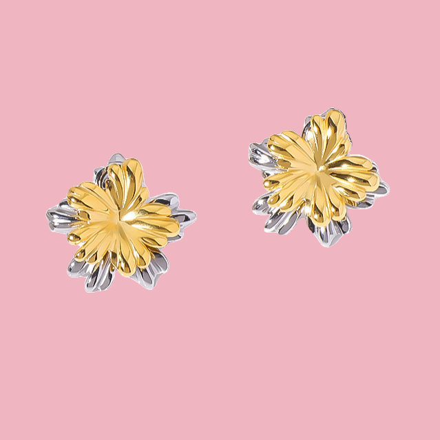 Aretes Flor Bicolor