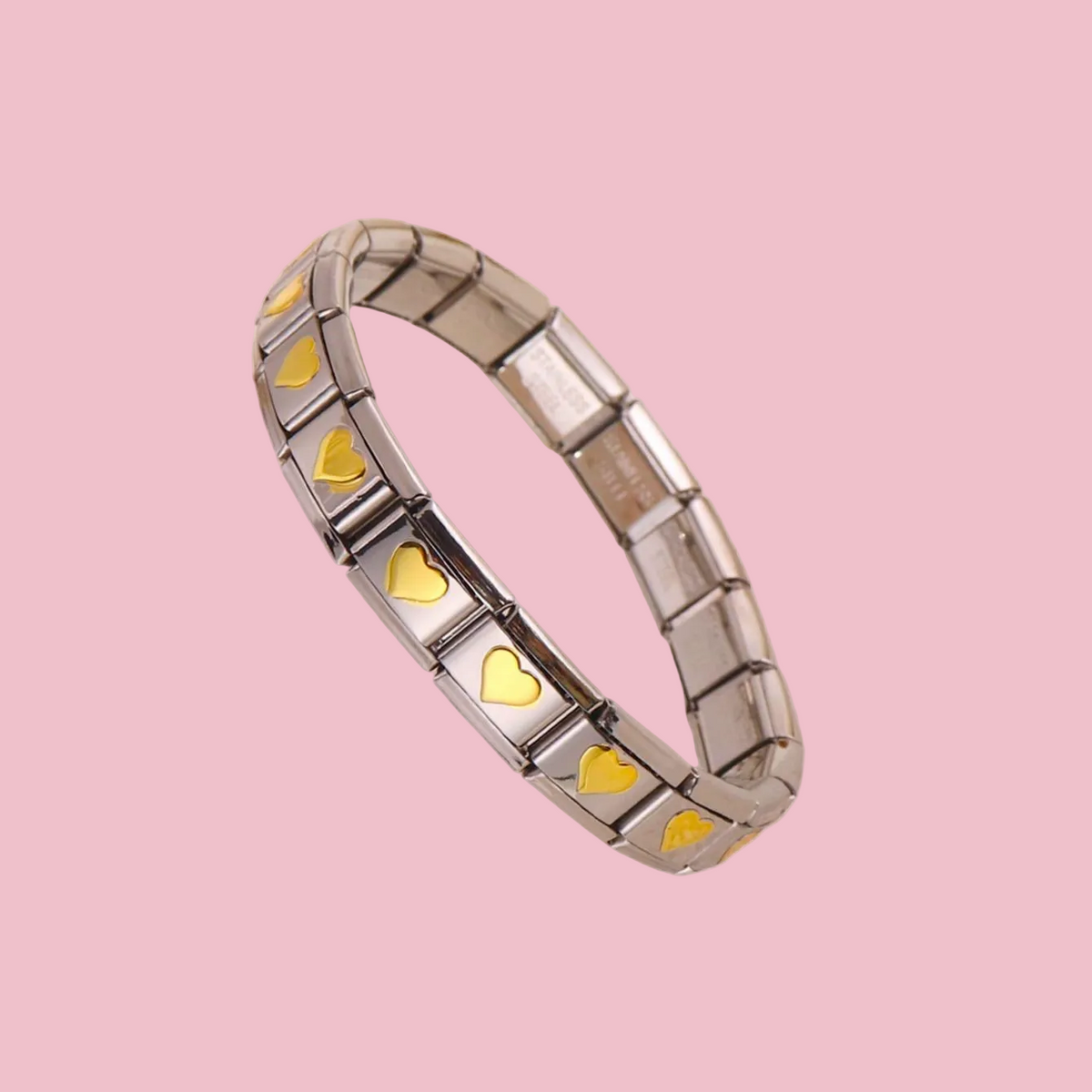 Pulsera Italiana Corazón Bicolor Plana