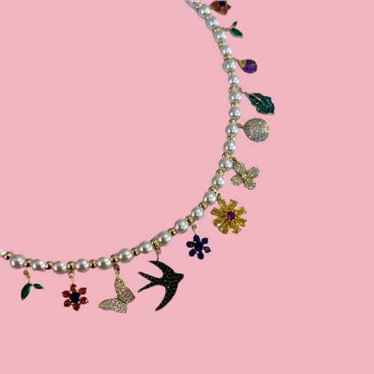 Collar Charms Perlas Colores