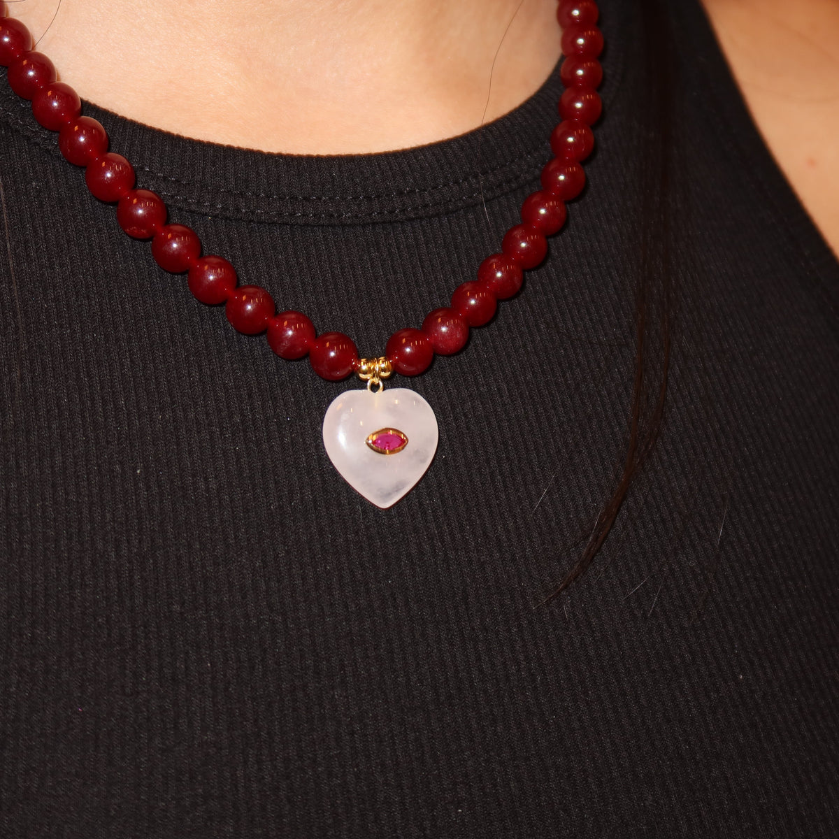 Collar “Beads Burgundy Love”