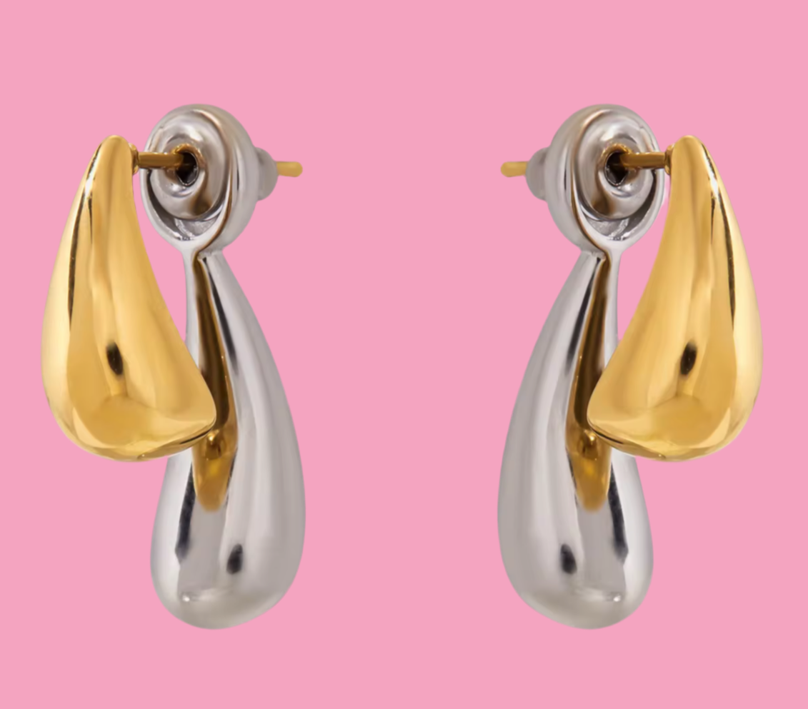 Aretes Gota Bicolor