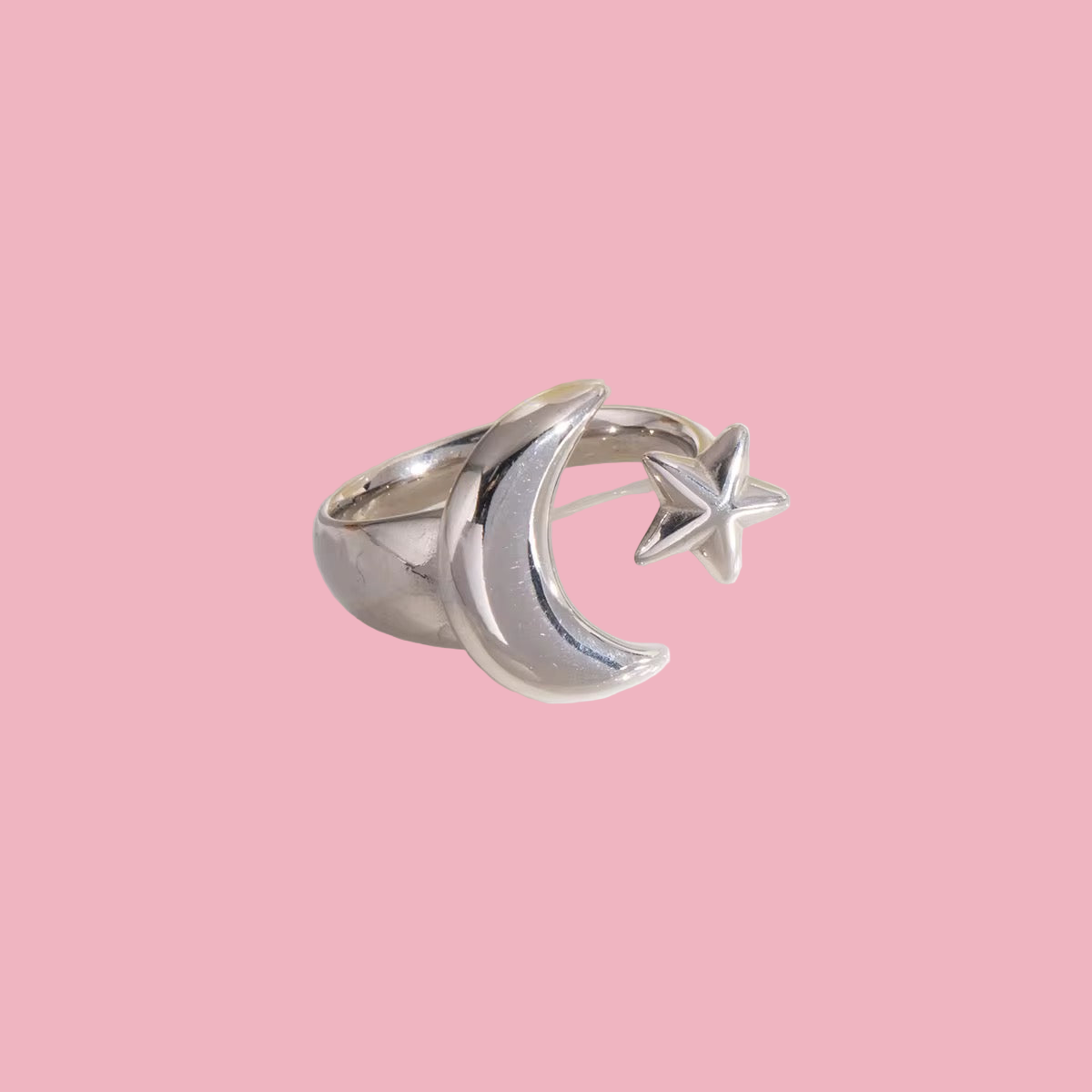 Anillo Luna Estrella Plata