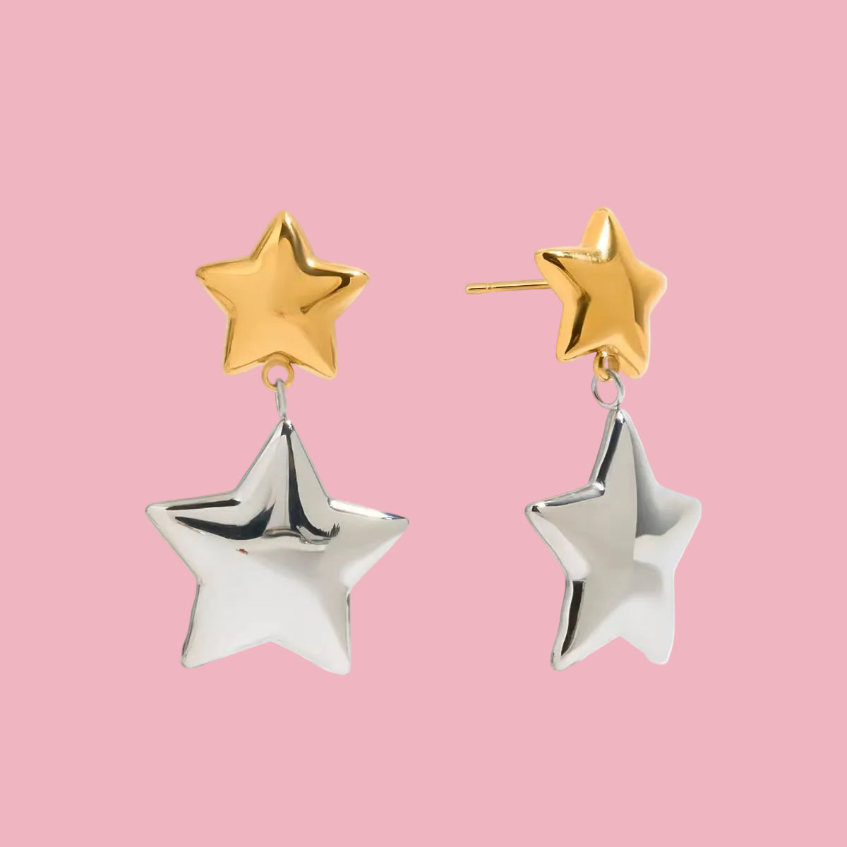 Aretes Colgantes de Estrella Bicolor