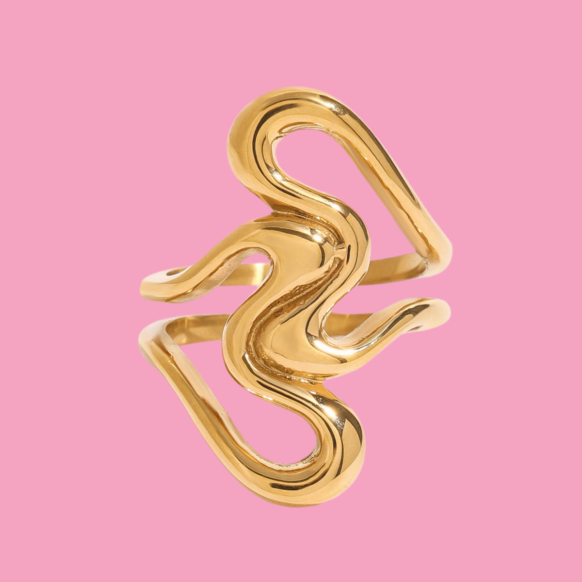 Anillo 2 Corazones Dorado