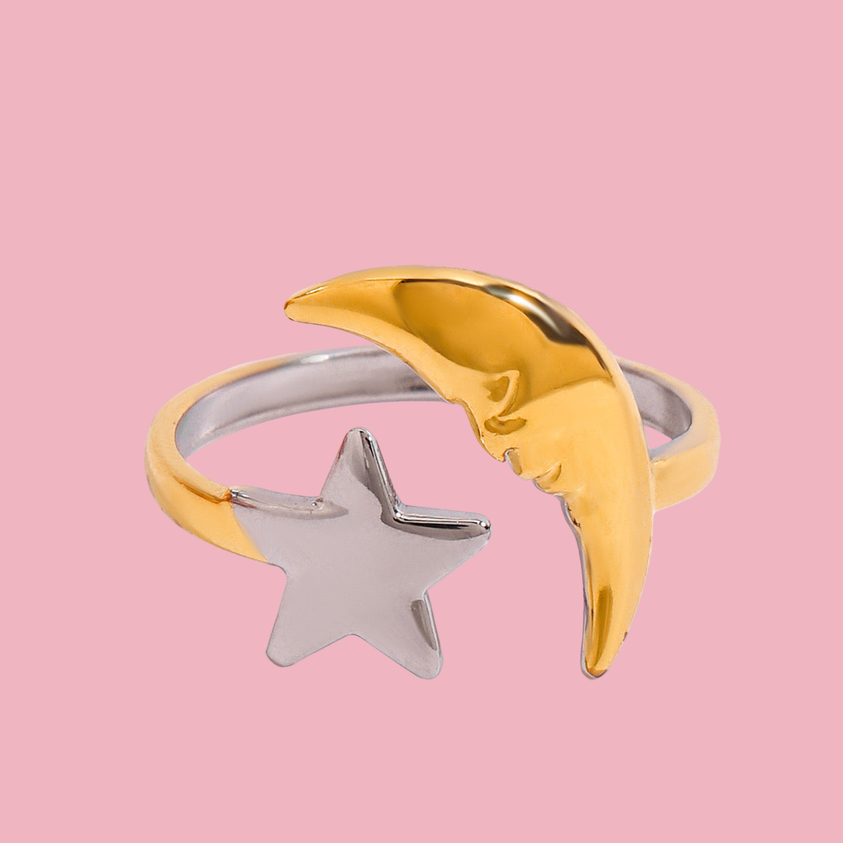 Anillo Cara Luna Bicolor