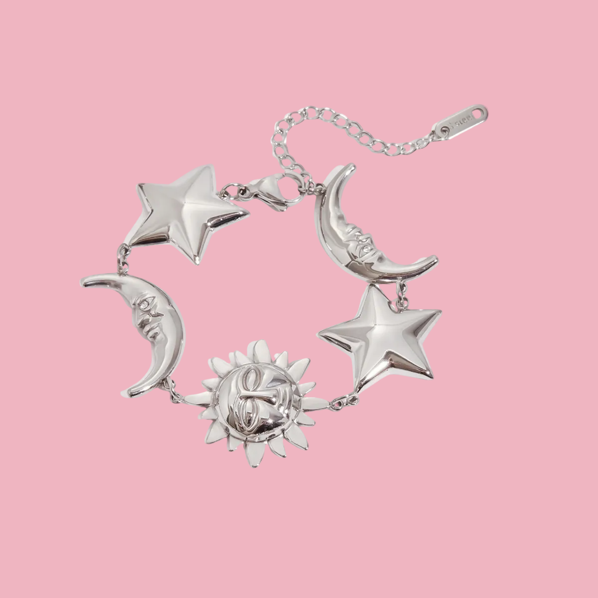 Pulsera Sol-Luna-Estrella Plata