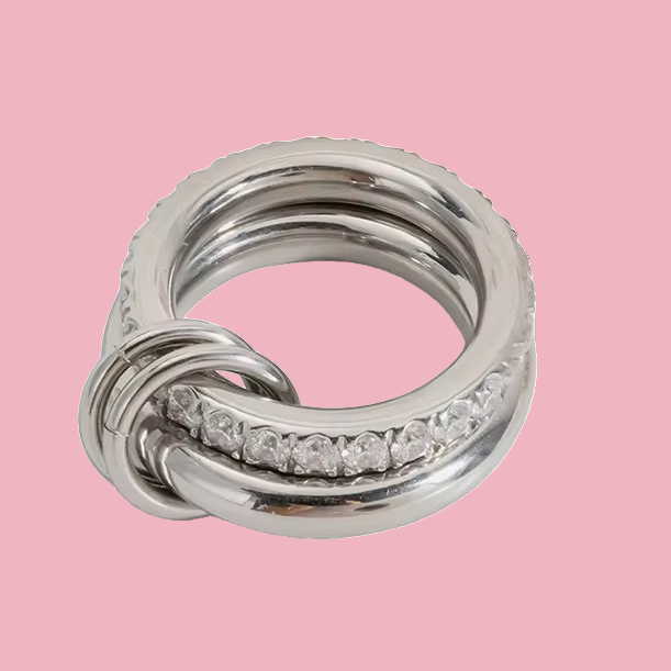 Anillo Doble Zirconia Plata