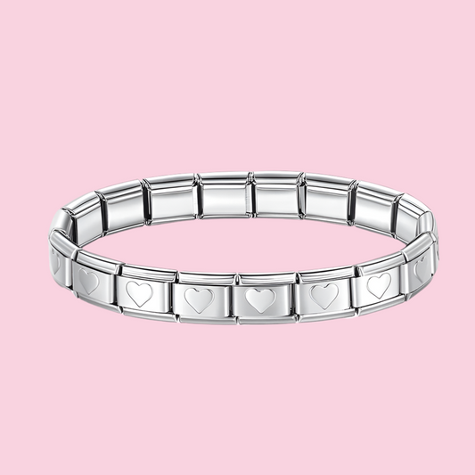 Pulsera Italiana Corazones Plana