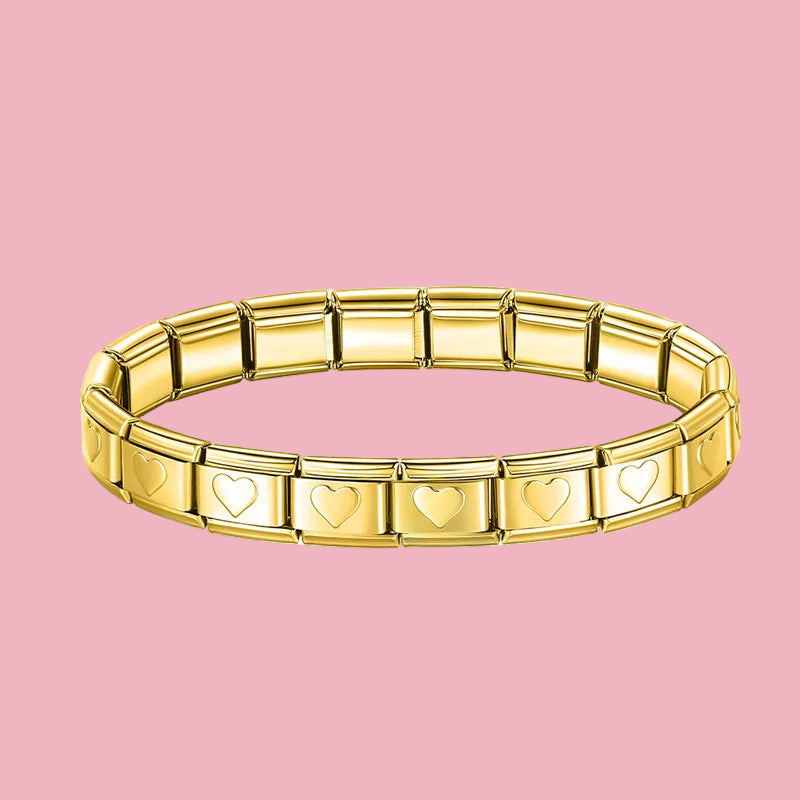 Pulsera Italiana Corazones Dorada