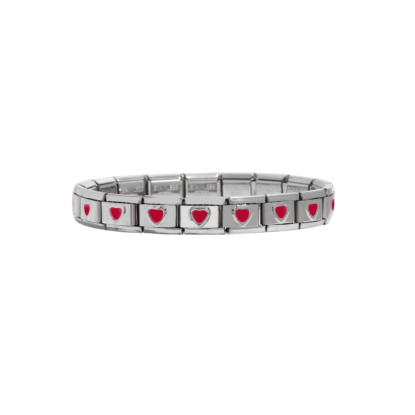 Pulsera Italiana Corazones Rojos