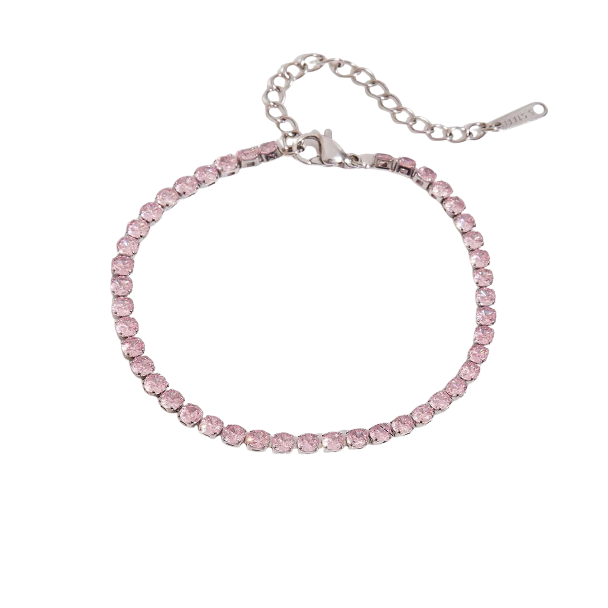 Pulsera Tennis Rosa Plata
