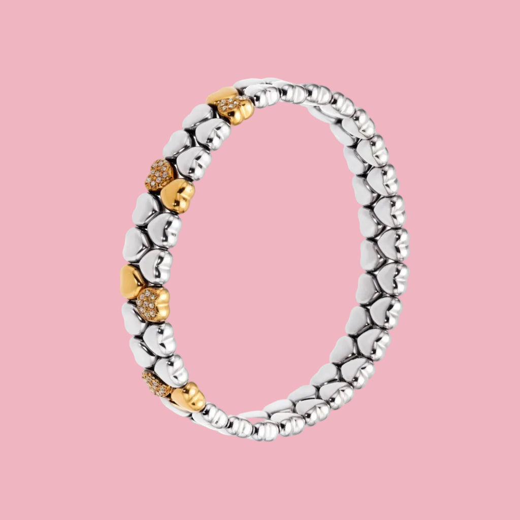 Pulsera Corazones Bicolor