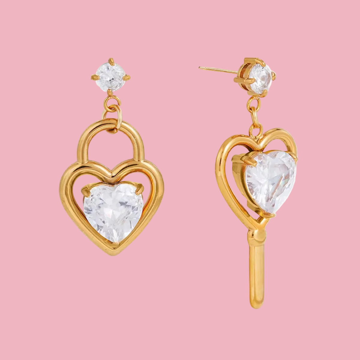 Aretes Heart Key