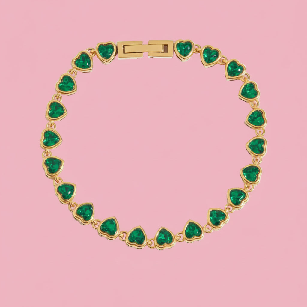 Pulsera Corazones Verde