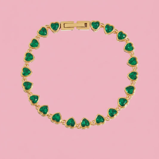 Pulsera Corazones Verde