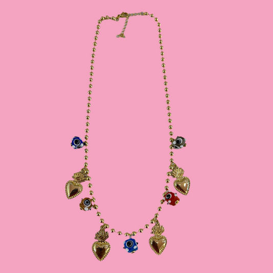 Collar Charms Corazones Ojitos