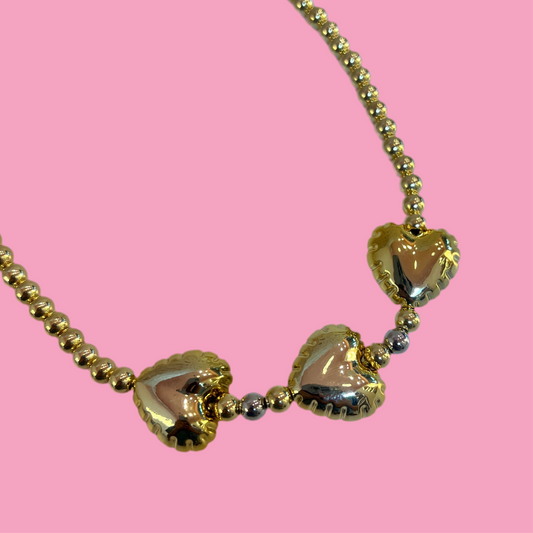 Collar 3 Corazones Globo