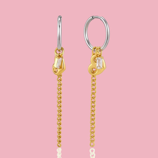 Aretes Heart Chain