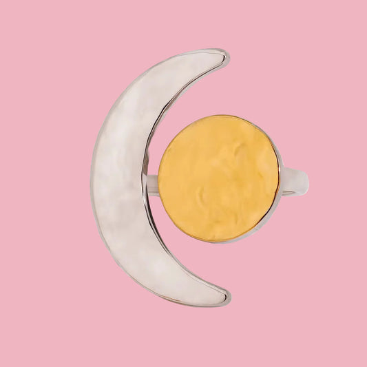 Anillo Luna Círculo Bicolor