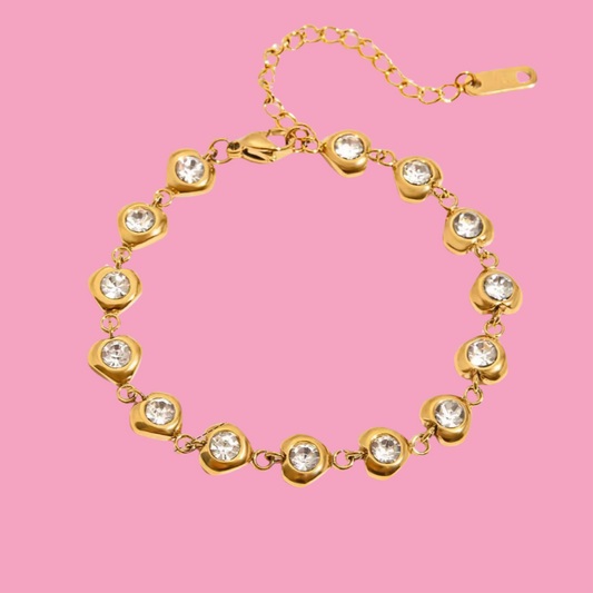 Pulsera Corazones Piedra