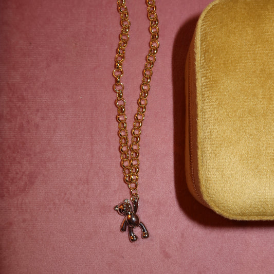 Collar Links Osito Colgante Bicolor