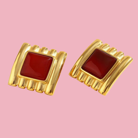 Aretes Cuadro Burgundy