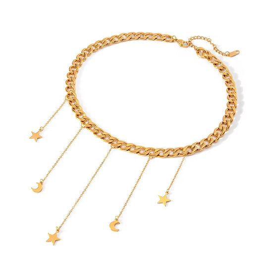 Choker Lunas-Estrellas colgantes