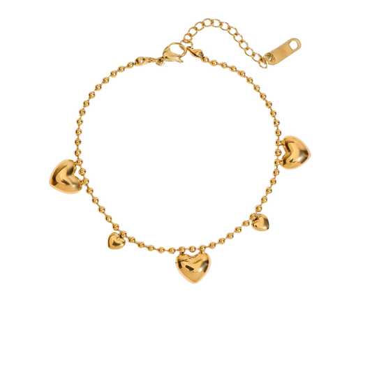 Pulsera Corazones Bolitas