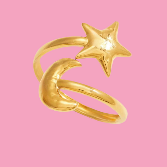 Anillo Luna Estrella Dorado