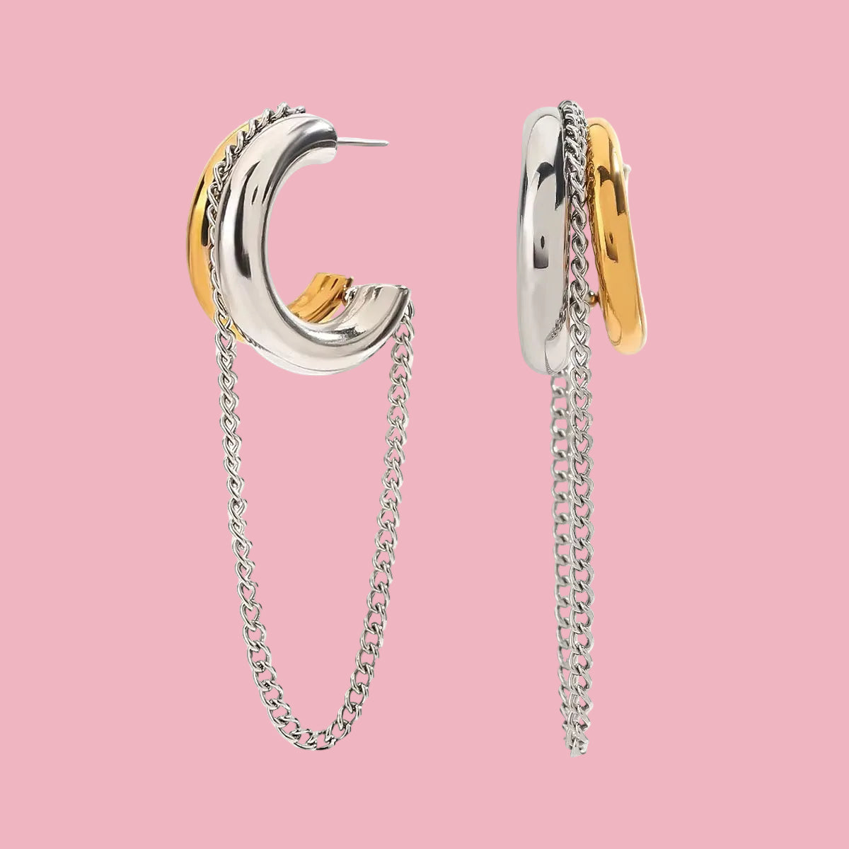 Hoops Doble Colgante Bicolor