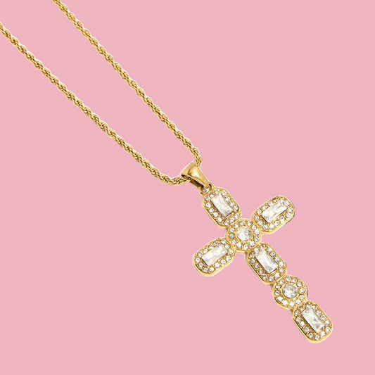 Collar Cruz Torzal Blanca