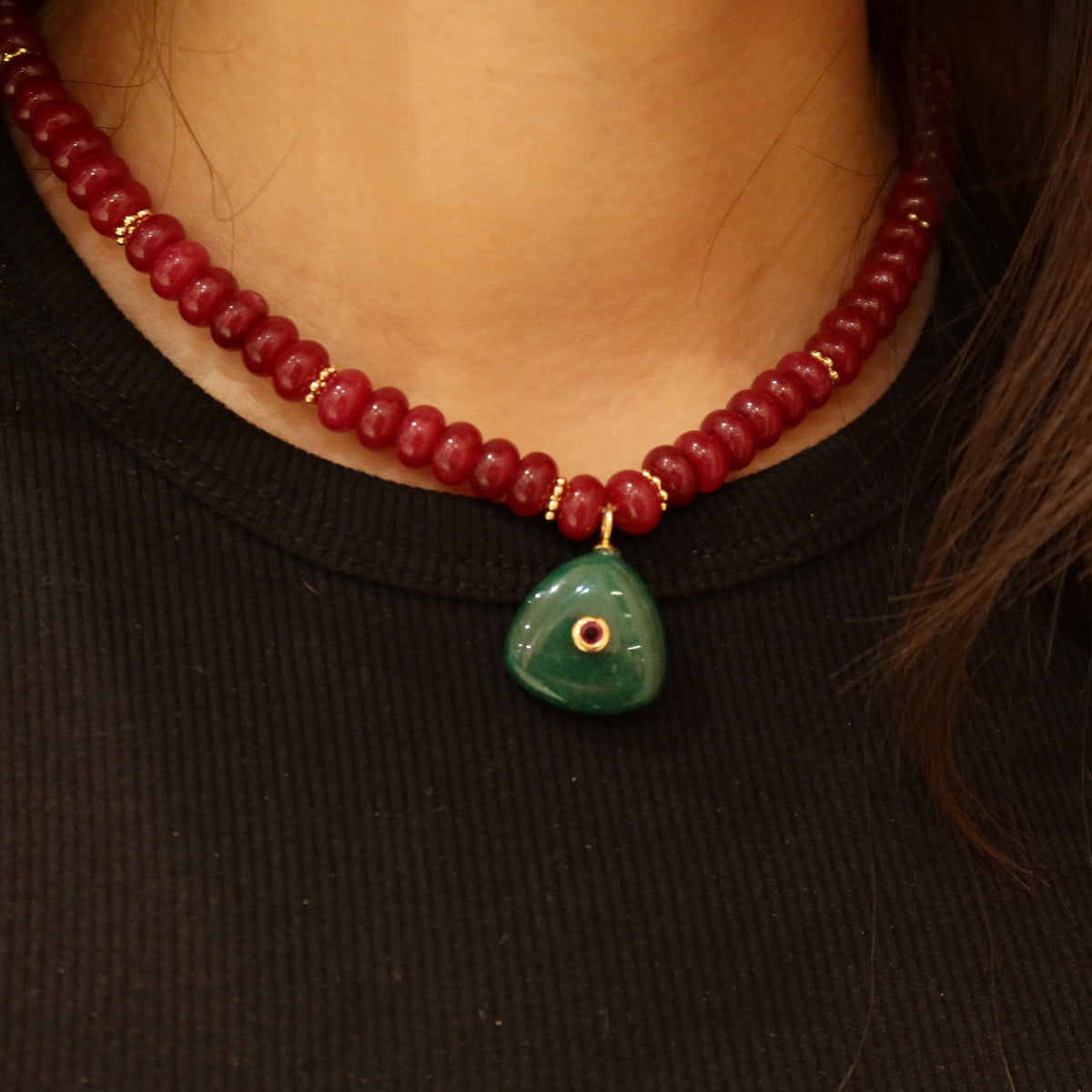 Collar “Beads Vino Green”