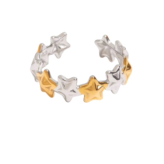 Anillo Multiestrellitas Bicolor