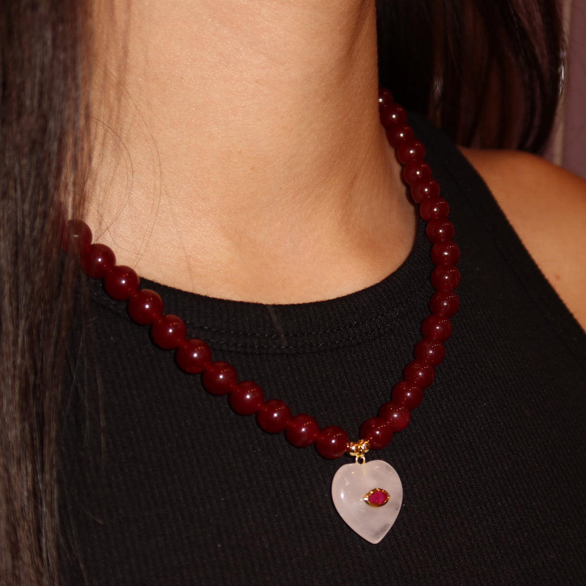 Collar “Beads Burgundy Love”