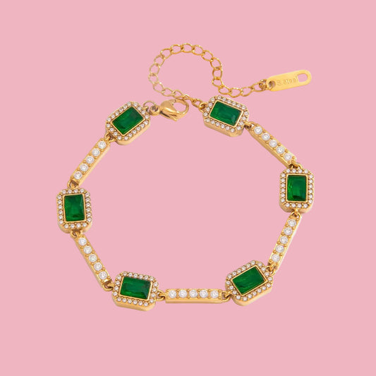 Pulsera Tennis Cuadros Verde