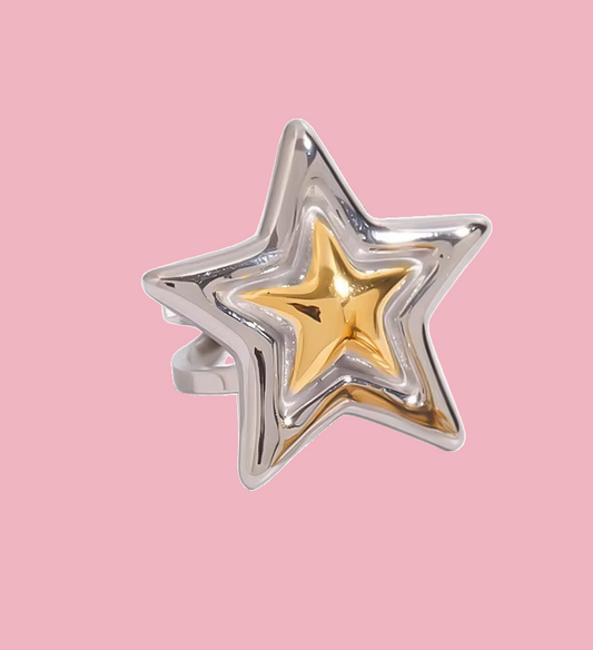 Anillo Estrella Chunky Bicolor