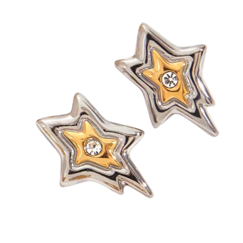 Aretes de Estrella Bicolor Derretidos