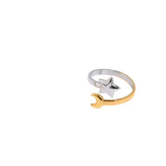Anillo luna estrella bicolor