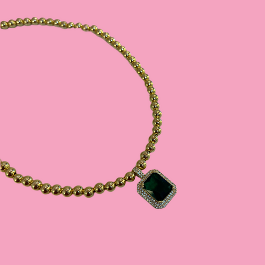 Collar Bolitas Con Piedra