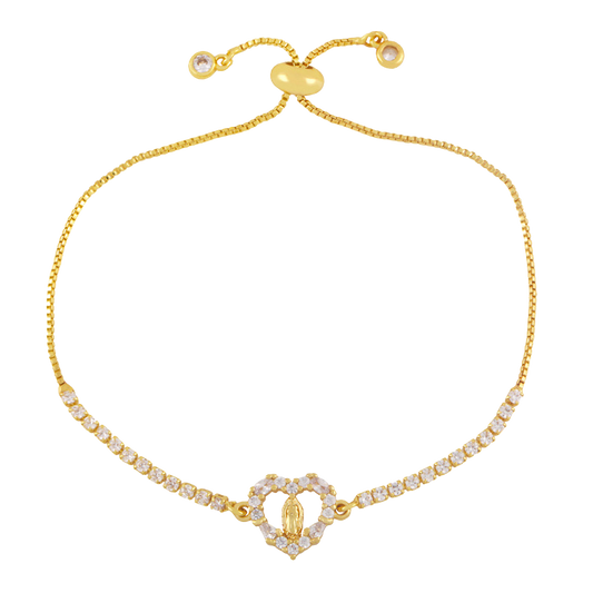 Pulsera Virgen Corazon Ajustable