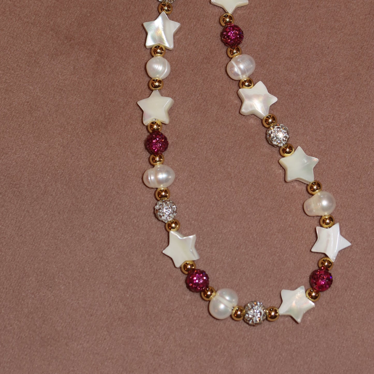 Collar Perla Zirconia Rosa