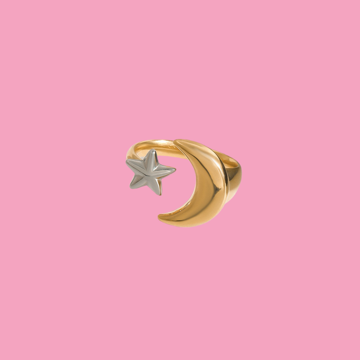 Anillo Luna Estrella Bicolor